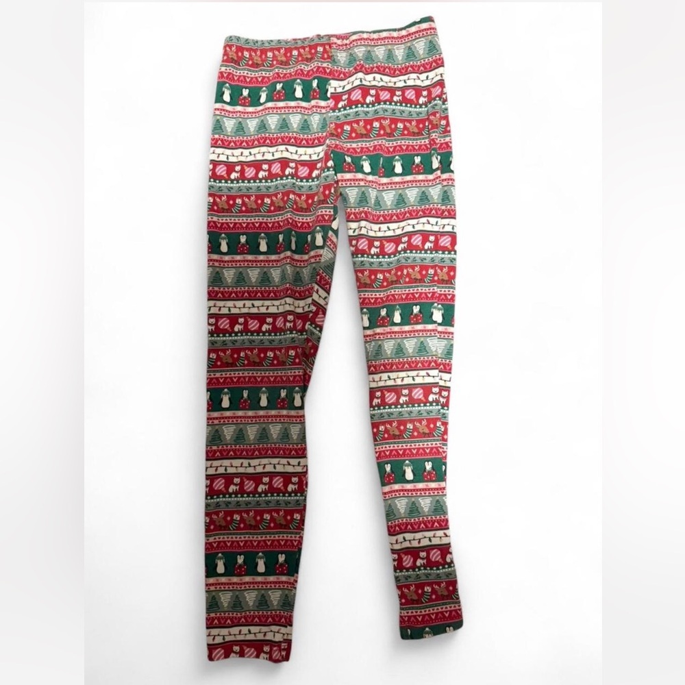 Festive Kids Leggings - Red and Green size 10-12
